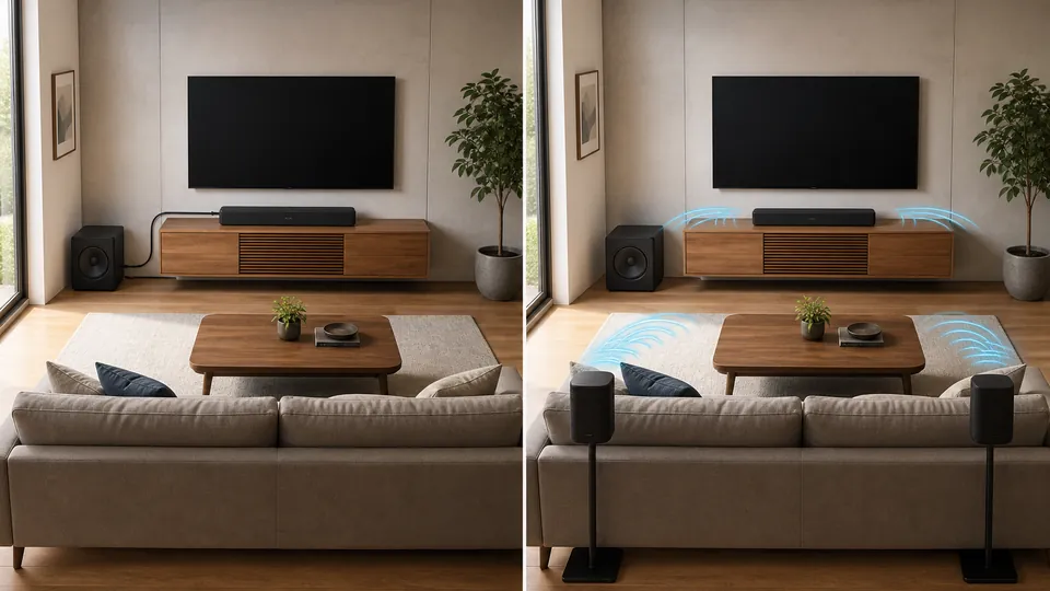 違い4:低音用・後方スピーカーの増やし方のイメージ画像